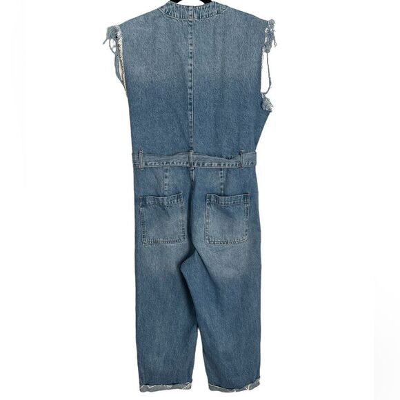 Blank NYC Women’s Distressed Denim Overall Pants Size S - Picture 2 of 12